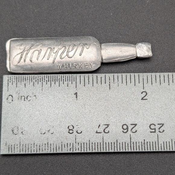 Vintage Harper Whiskey Seal Cutter Figural Bottle Advertising Mini Silver Tone - Picture 3 of 9
